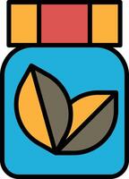 A jar of Herbal medicine with a leaf on it vector