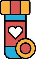 A red and blue pill bottle with a heart on it vector