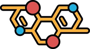 A drawing of a molecule with a red and blue circle in the middle vector