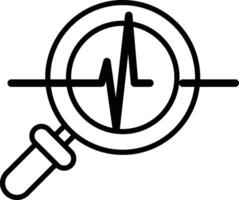 A Black and white heart with a magnifying glass over it vector