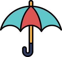 A blue and red umbrella with a yellow handle vector