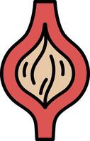 red and white drawing of a muscle with a white line through it vector
