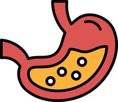 A cartoon drawing of a stomach with a red and orange color scheme vector
