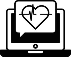 computer monitor with a heart and a line vector