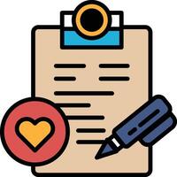 piece of paper with a pen and a heart on it vector