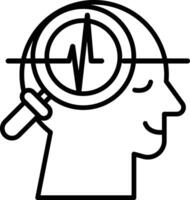 A black and white head with a magnifying glass on it vector