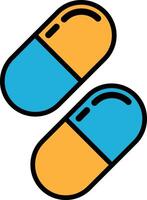 Two pills with blue and orange colors vector