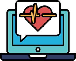 computer monitor with a heart and a line vector