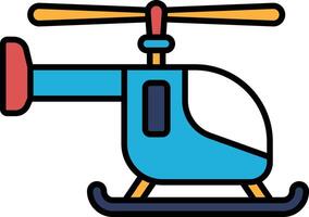 A blue and red helicopter with a yellow propeller vector