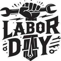 Labor Day in bold calligraphy silhouette. vector