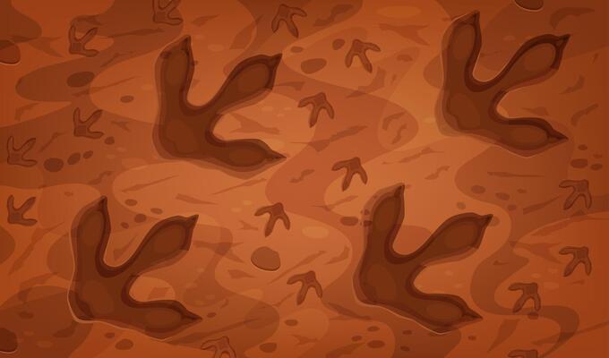 Dinosaur fossil footprints of prehistoric era