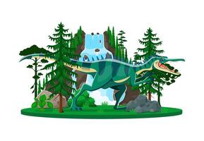 Baryonyx prehistoric dinosaur character in forest vector