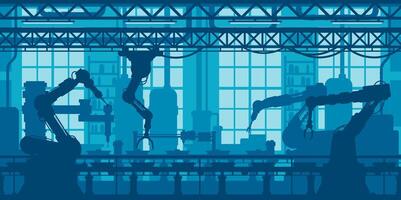 Robot conveyor at machine industry factory line vector