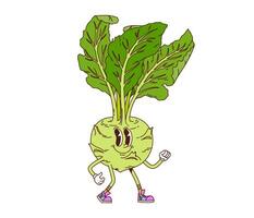 maravilloso colinabo repollo vegetal retro personaje vector