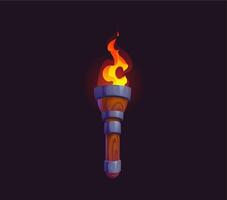 Fire torch cartoon medieval game asset vector