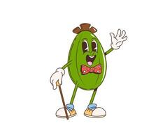 Groovy retro cartoon feijoa fruit funky character vector