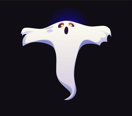 Halloween ghost font, letter T scary boo character