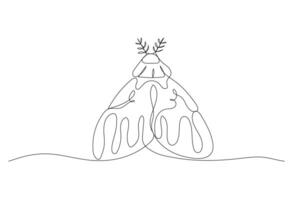 Night moth one line illustration. continuous outline isolated sketch vector