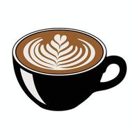 a Cup of Latte with Symmetrical Leaf Pattern Illustration vector