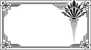 art deco frame with a flower and a border vector