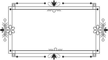 a black and white frame with a floral design vector