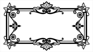 a black and white ornamental frame with a scroll vector