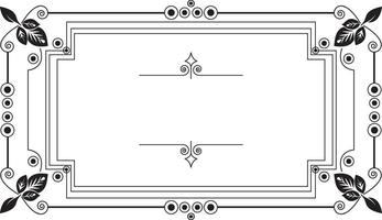 a black and white frame with a floral design vector