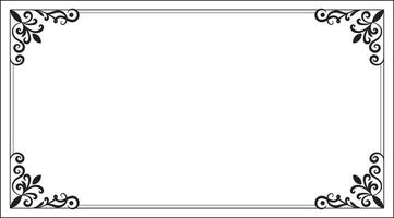 a black and white square frame with a scroll design vector