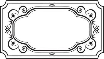 a black and white frame with a scroll design vector
