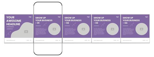 Business carousel post template set, Modern technology carousel post design, Editable social media carousel post vector