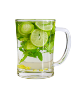 Mint and cucumber lemonade in glass isolated on a transparent background png