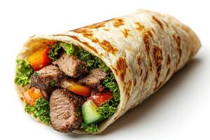 Grilled Steak and Vegetable Wrap in a Tortilla photo