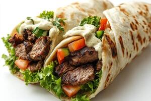 Grilled Steak and Vegetable Wraps with Creamy Sauce photo