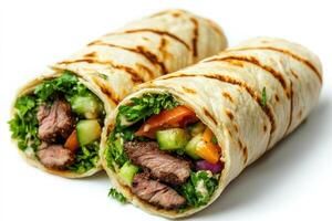 Grilled Steak and Vegetable Wrap with Parsley and Creamy Sauce photo