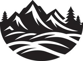 Silhouette Nature Mountain With Tree vector