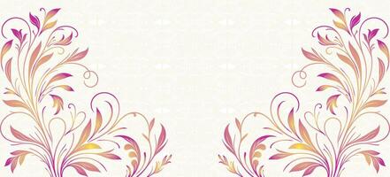 Artistic Wildflower Background with Watercolour Texture and Retro Japanese Pattern vector