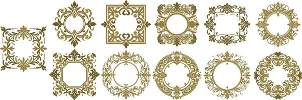Elegant Ornamental Frame Collection Victorian-Inspired Decorative Borders, Flourishes, and Typographic Elements for Certificates and Wedding Invitations vector