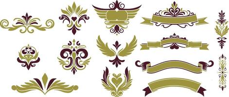 Elegant Set of Ornamental Frames Dividers Ribbons and Decorative Elements for Certificates Invitations Greetings and Vintage Typography Art vector