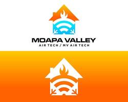 Home cooling and heating logo design with wifi connection. vector