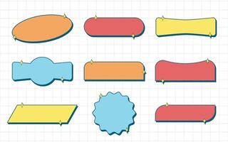 Retro text box Element Shape Set, 70's 80's label element style, vintage text box design shape illustration. vector