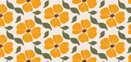 Abstract flowers seamless pattern. Pastel boho background in minimalist. Suit for presentation, backgrounds, wallpapers, textile, and fashion. vector
