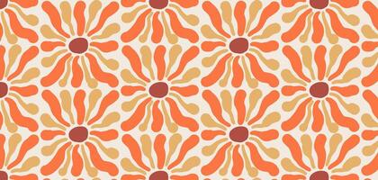 Groovy retro flowers seamless pattern. Pastel boho background in minimalist. Suit for presentation, backgrounds, wallpapers, textile, and fashion. vector