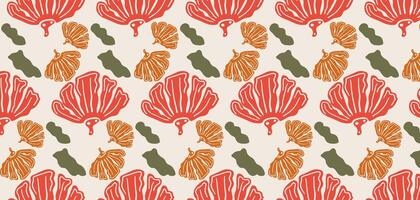Abstract flowers seamless pattern. Pastel boho background in minimalist. Suitable for presentations, backgrounds, wallpapers, textiles, and fashion. vector