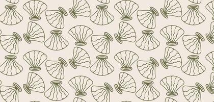 Pearl shell seamless pattern. Pastel boho background in minimalist. Suit for presentation, backgrounds, wallpapers, textile, and fashion. vector