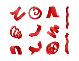 3d set of spiral confetti isolated. vector