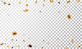 3D party gold confetti. golden confetti in empty space vector