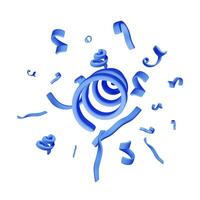 3d set of spiral confetti isolated. Render colorful serpentine collection vector