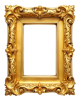 High-Resolution Golden Photo Frame with Transparent Background png