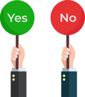hands hold signboard icon yes and no or dilemma problem making decision choosing between two options opposite yes or no png