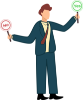 decision making concept illustration, choose yes or no alternative or choosing option png